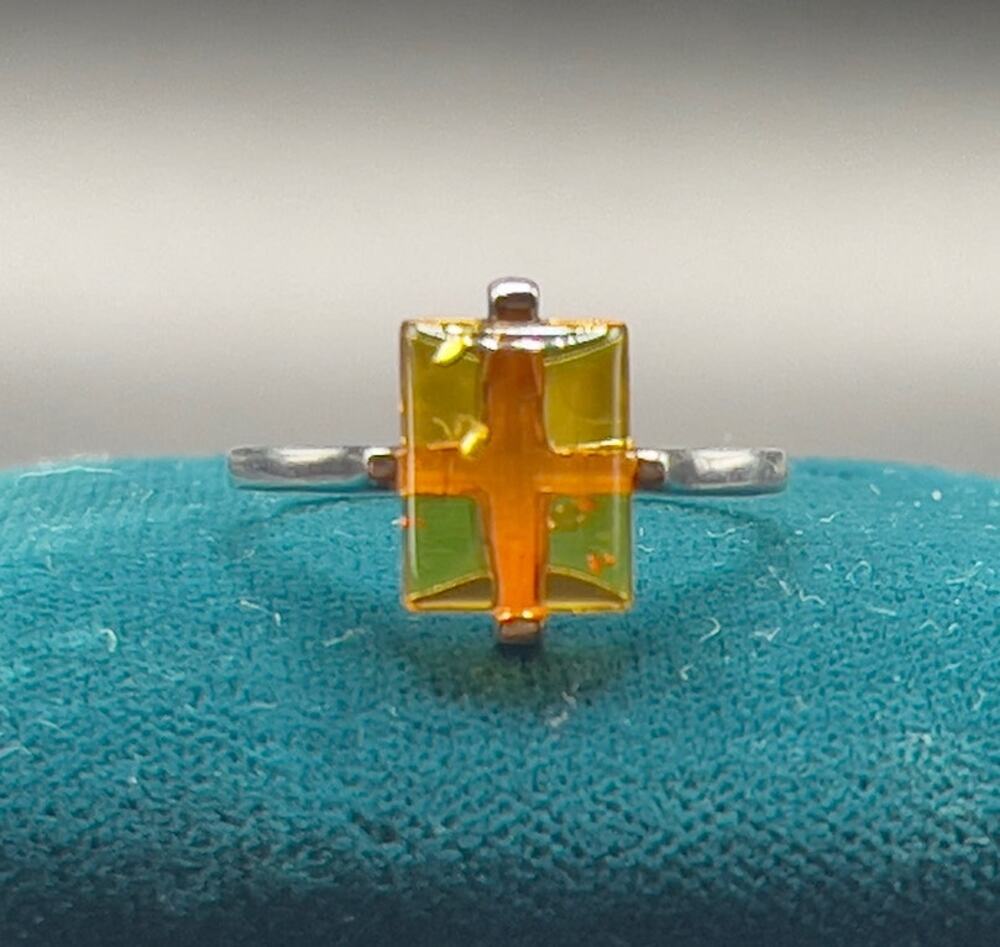 FAS Baltic Amber Sterling Silver Ring Size 8.5 Fine Jewelry 10mm x 8mm Stone
